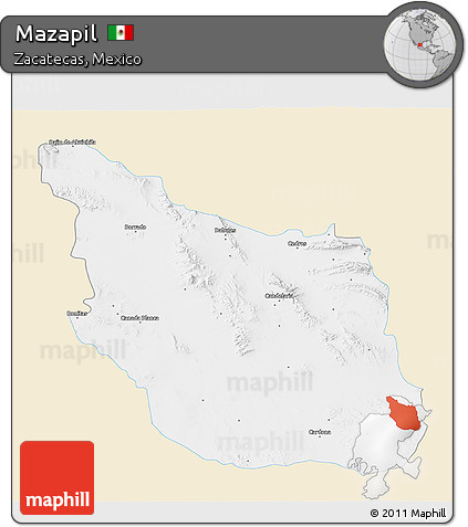 Classic Style 3D Map of Mazapil, single color outside