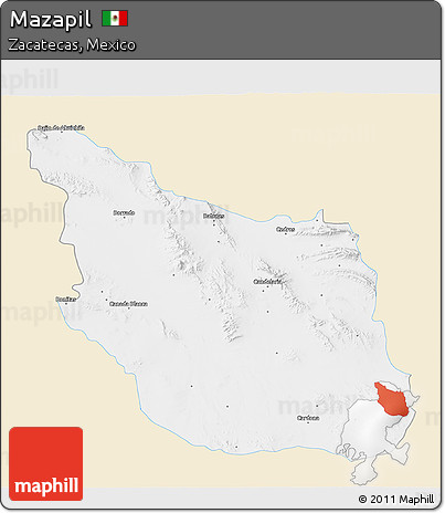 Classic Style 3D Map of Mazapil, single color outside