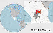 Gray Location Map of Mazapil, highlighted country, highlighted parent region, hill shading