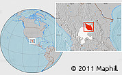 Gray Location Map of Mazapil, highlighted parent region, hill shading