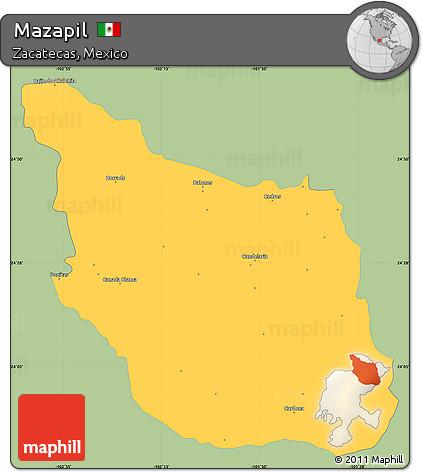 Savanna Style Simple Map of Mazapil, single color outside