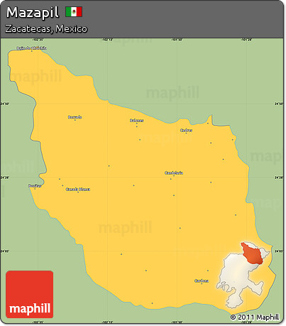 Savanna Style Simple Map of Mazapil, single color outside