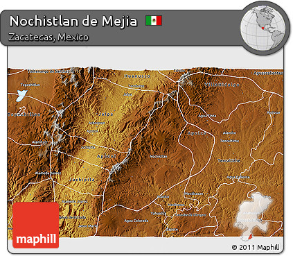 Physical 3D Map of Nochistlan De Mejia
