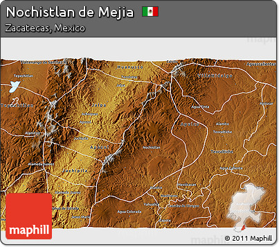 Physical 3D Map of Nochistlan De Mejia