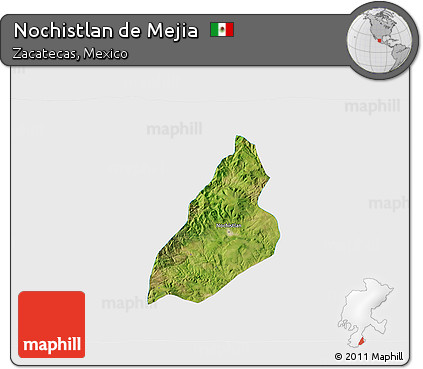 Satellite 3D Map of Nochistlan De Mejia, single color outside