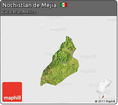 Satellite 3D Map of Nochistlan De Mejia, single color outside