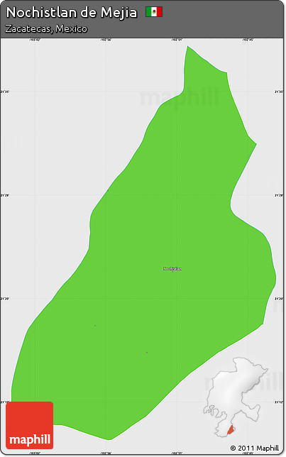 Political Simple Map of Nochistlan De Mejia, single color outside