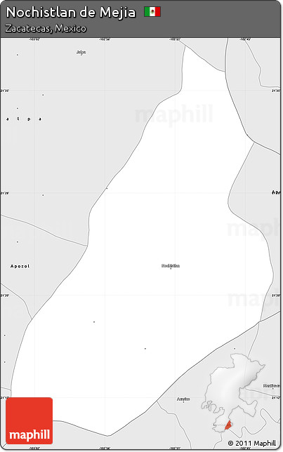 Silver Style Simple Map of Nochistlan De Mejia