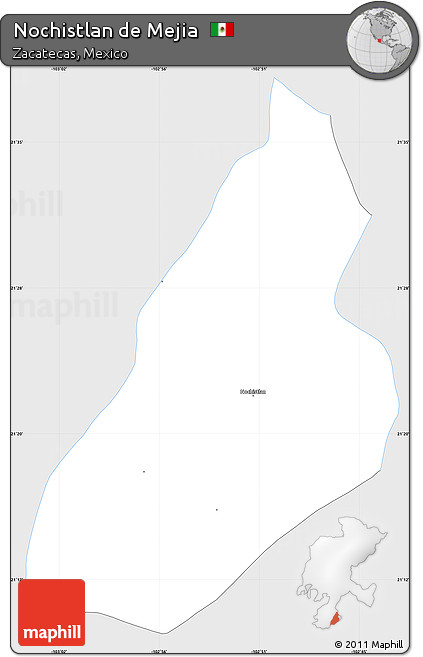Silver Style Simple Map of Nochistlan De Mejia, single color outside