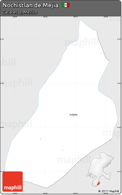 Silver Style Simple Map of Nochistlan De Mejia, single color outside