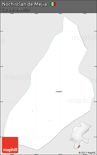 Silver Style Simple Map of Nochistlan De Mejia, single color outside