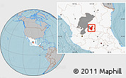 Gray Location Map of Pinos, highlighted country, highlighted parent region, hill shading