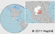 Gray Location Map of Pinos, highlighted parent region, hill shading