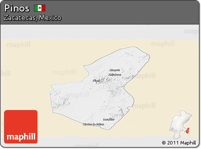 Classic Style Panoramic Map of Pinos, single color outside