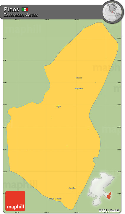 Savanna Style Simple Map of Pinos, single color outside