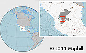 Gray Location Map of Tepetongo, highlighted country, highlighted parent region, hill shading