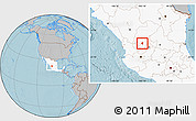 Gray Location Map of Tepetongo, highlighted country, hill shading