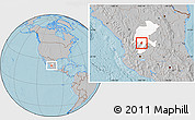 Gray Location Map of Tepetongo, highlighted parent region, hill shading