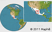 Satellite Location Map of Tepetongo, highlighted country, highlighted parent region, within the entire country