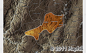 Physical Map of Teul de Gonzalez Ortega, darken, semi-desaturated