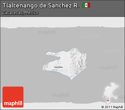 Gray 3D Map of Tlaltenango De Sanchez R., single color outside