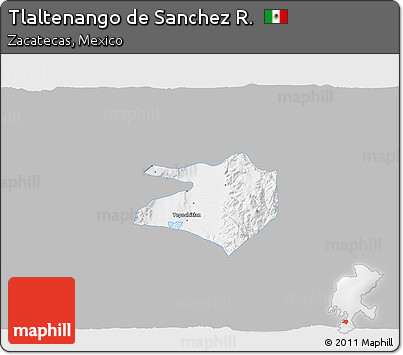 Gray 3D Map of Tlaltenango De Sanchez R., single color outside