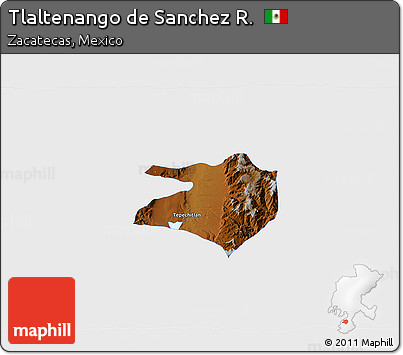 Physical 3D Map of Tlaltenango De Sanchez R., single color outside