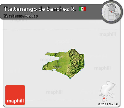 Satellite 3D Map of Tlaltenango De Sanchez R., single color outside