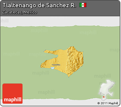 Savanna Style 3D Map of Tlaltenango De Sanchez R., single color outside