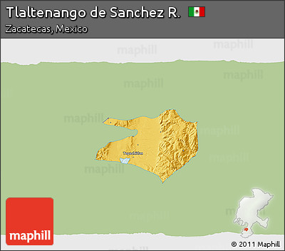 Savanna Style 3D Map of Tlaltenango De Sanchez R., single color outside