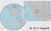 Gray Location Map of Tlaltenango de Sanchez R., hill shading