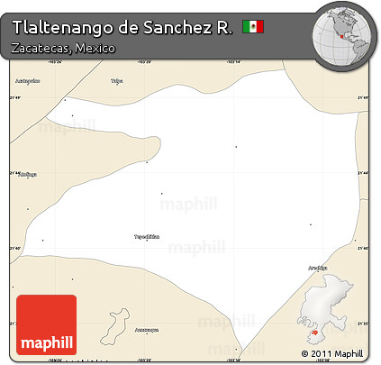 Classic Style Simple Map of Tlaltenango De Sanchez R.