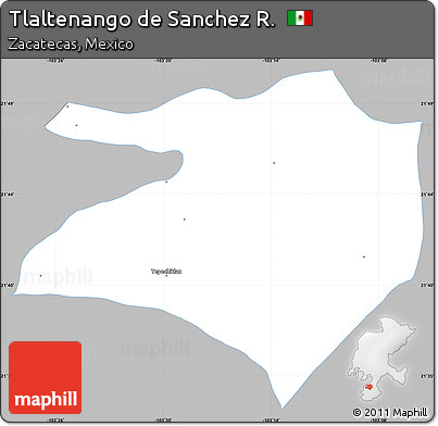 Gray Simple Map of Tlaltenango De Sanchez R., single color outside