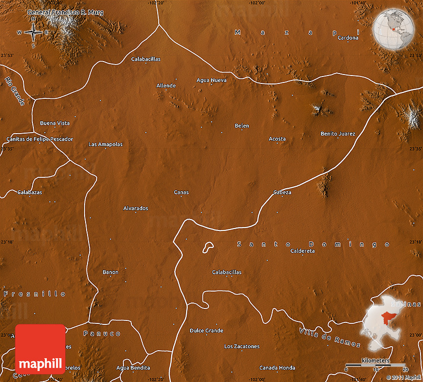 Physical Map of Villa De Cos
