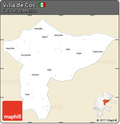 Classic Style Simple Map of Villa De Cos, single color outside