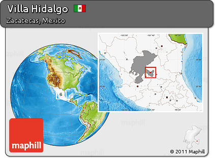 Physical Location Map of Villa Hidalgo, highlighted country, highlighted parent region