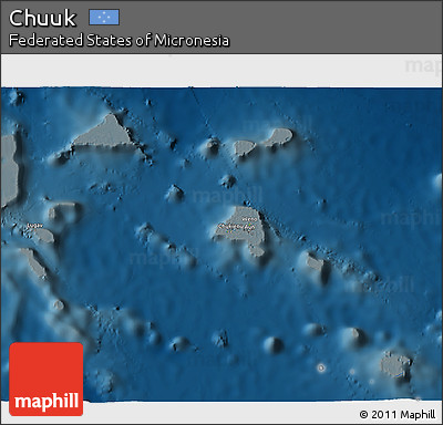 Physical 3D Map of Chuuk, darken