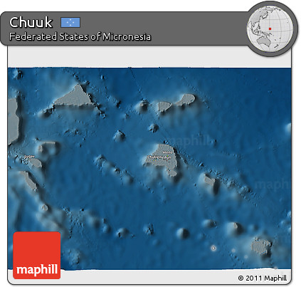 Physical 3D Map of Chuuk, darken