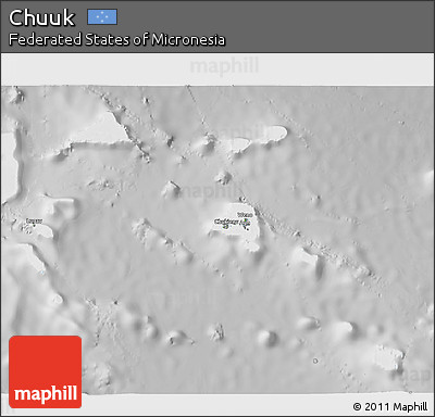 Physical 3D Map of Chuuk, lighten, desaturated