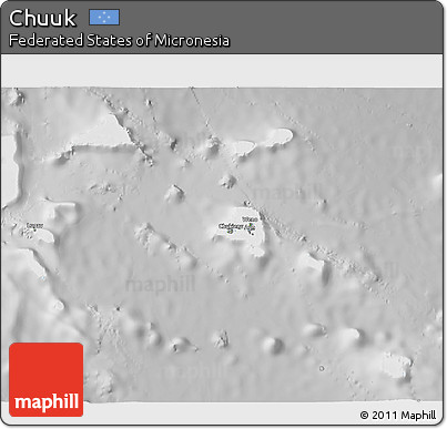 Physical 3D Map of Chuuk, lighten, desaturated
