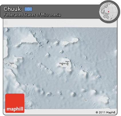 Physical 3D Map of Chuuk, lighten, semi-desaturated