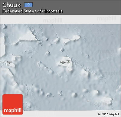 Physical 3D Map of Chuuk, lighten, semi-desaturated