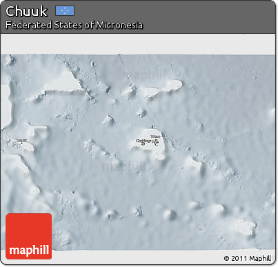Physical 3D Map of Chuuk, lighten, semi-desaturated