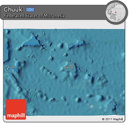 Physical 3D Map of Chuuk, satellite outside