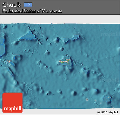 Physical 3D Map of Chuuk, satellite outside