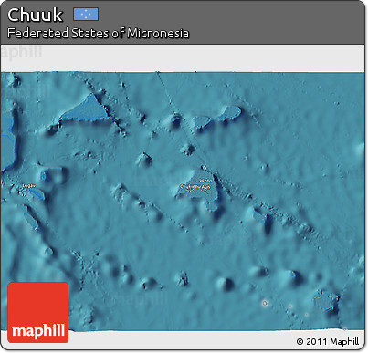 Physical 3D Map of Chuuk, satellite outside