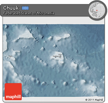 Political 3D Map of Chuuk, semi-desaturated