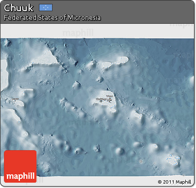 Political 3D Map of Chuuk, semi-desaturated