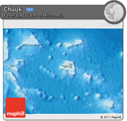 Political 3D Map of Chuuk, single color outside
