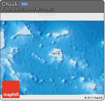 Political 3D Map of Chuuk, single color outside